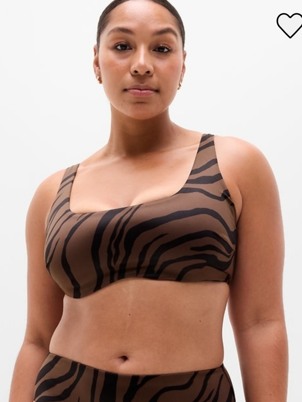 Athleta Brown and Black Zebra-Print Bikini Top